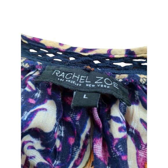 Rachel Zoe Women's Purple, Pink Floral Round Neck 3/4 Sleeve Boho Size Large - Picture 6 of 9